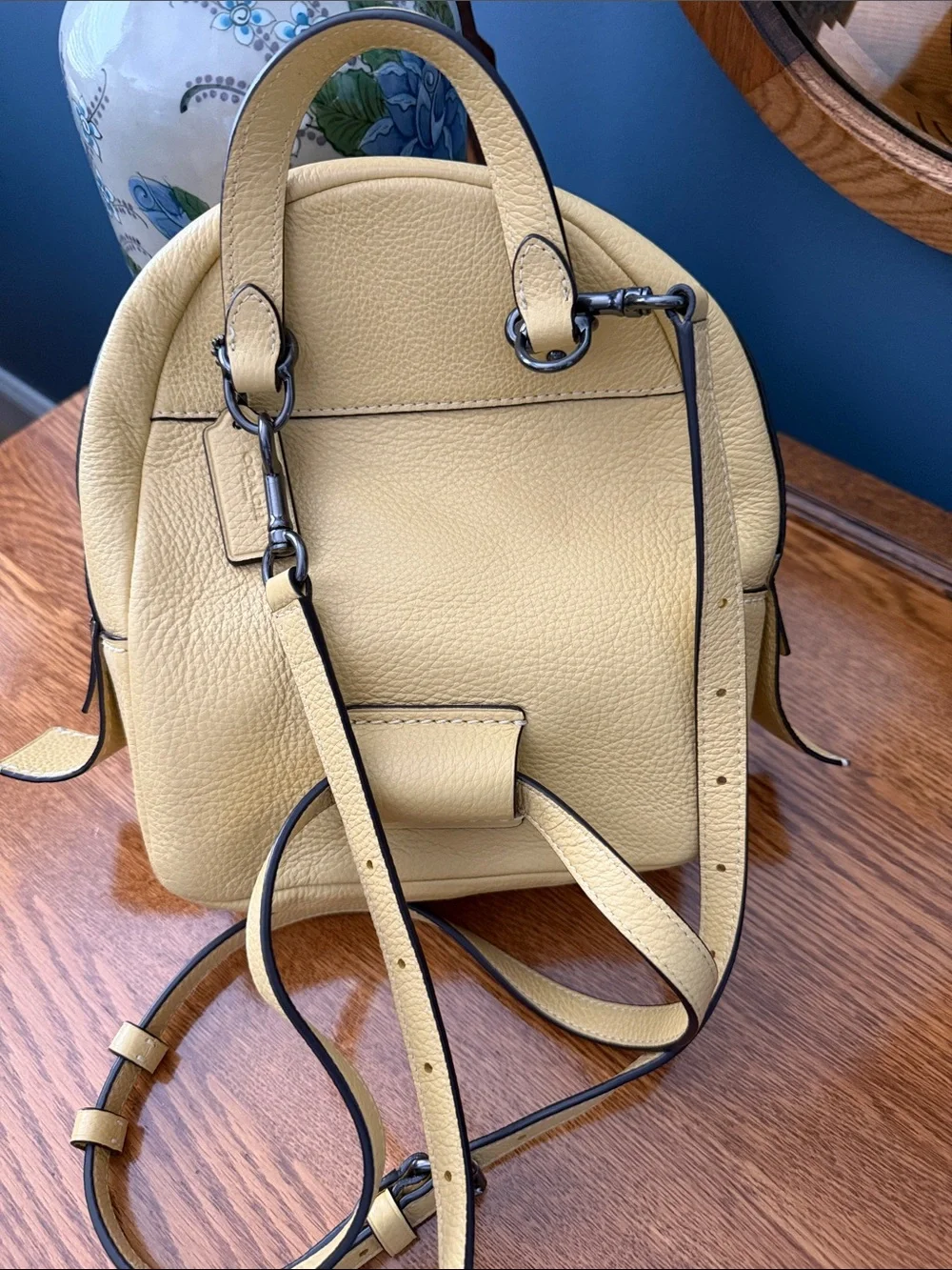 Coach Light Yellow Pebbled Leather Mini Backpack